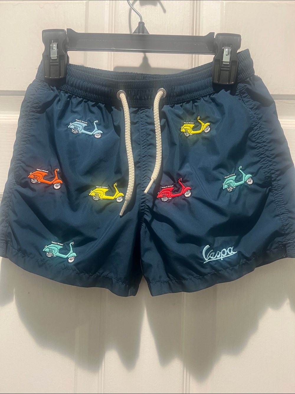 MC2 Saint Barth Kids Navy Scooter Embroidered Swim Trunks